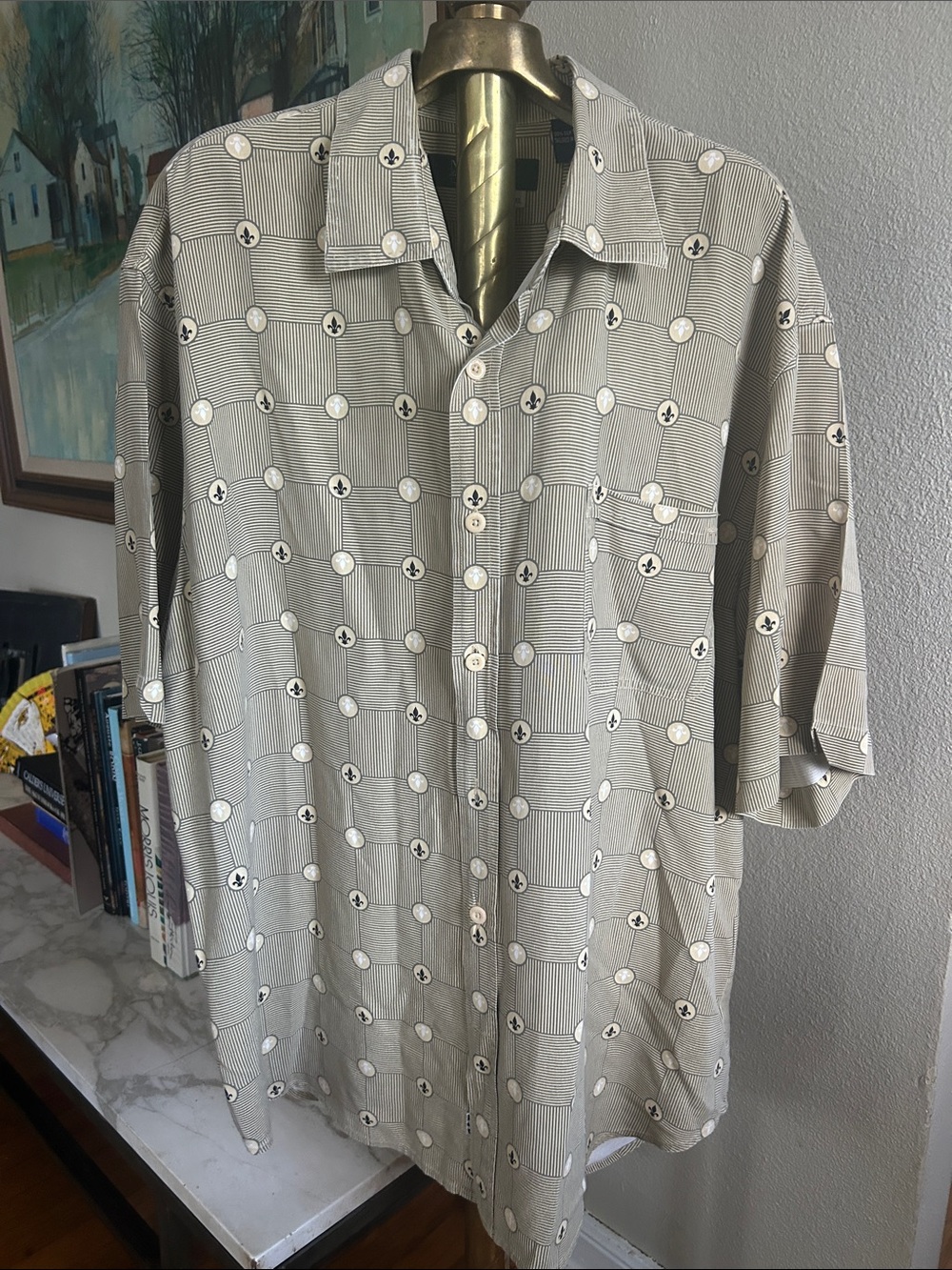 Nat Nast Fleur-di-lis Silk Button down Shirt